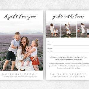 Photographe Gift Certificates Template, Photography Gift Card Template, Gift Card Template, Photography Gift Voucher, Gift Certificates