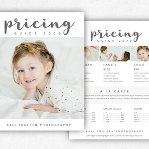 Photography Price List Template, Pricing Template for Photographers, Family Photography Price List Template, Newborn Pricing Guide Template