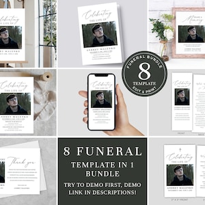Editable Funeral Bundle, Funeral Program Bundle, Celebration of Life Package, In Loving Memory Package Suite, Funeral Set FDP001300