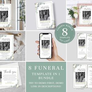 Editable Funeral Bundle, Funeral Program Bundle, Celebration of Life Package, In Loving Memory Suite, Memorial Package, Funeral Set FDP00600