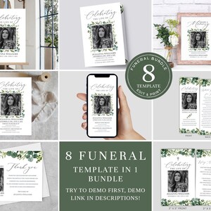 Funeral Bundle, Funeral Program Bundle, Celebration of Life Package, In Loving Memory Suite, Greenery Funeral, Greene Funeral Set FDP017ZBR