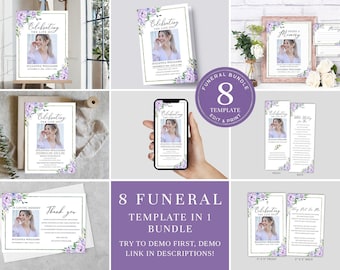 Pacote Funerário Editável, Pacote Programa Funerário, Pacote Celebração da Vida, Pacote Em Memória Amorosa, Pacote Memorial, Conjunto Funerário FDP00800