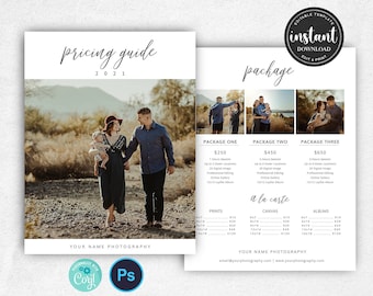 Photography Pricing Template, Pricing Guide Template, Pricing Sheet Template, Price Guide List for Photographers, Photography Pricing Guide