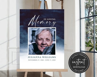 Celebration of Life Welcome Sign, Editable Funeral Welcome Sign, Memorial Welcome Sign, Celebration of Life Decoration, Funeral FDP02ZBR