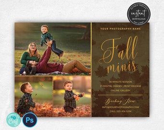 Fall Mini Sessions Template, Fall Minis, Fall Template, Autumn mini sessions, Holiday Autumn Session Template, Photography Marketing board
