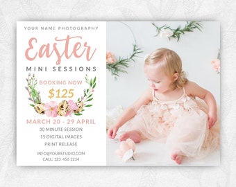 Easter Mini Session Template, Easter Mini Session Marketing Board, Easter Marketing Board for Photographers, Spring Mini Session Template
