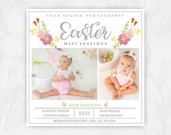 Easter Mini Session Template, Easter Minis, Easter Mini Session Marketing Board, Easter Marketing Board, 5x5 Easter Minis Instagram Template