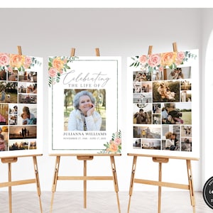 Funeral Collage Template, Set of 3 Funeral Photo Collage Bundle