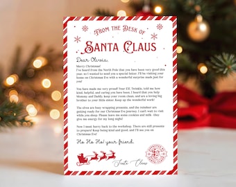 Letter from Santa Template, Christmas Personalized Santa Claus, North Pole Mail for Kids, Father Christmas Letter, Editable Santa Letter