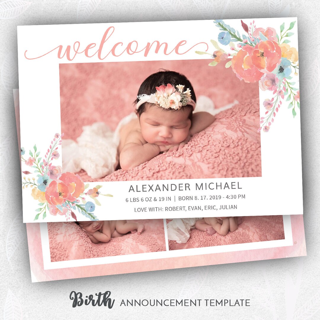 Baby Announcement Template Birth Announcement Template Etsy pin-on-baby-announcements-ideas