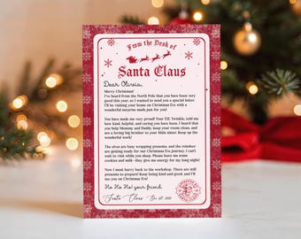 Editable Personalized Letter from Santa, Christmas Personalized Santa Claus, North Pole Mail for Kids, Editable Santa Letter Template