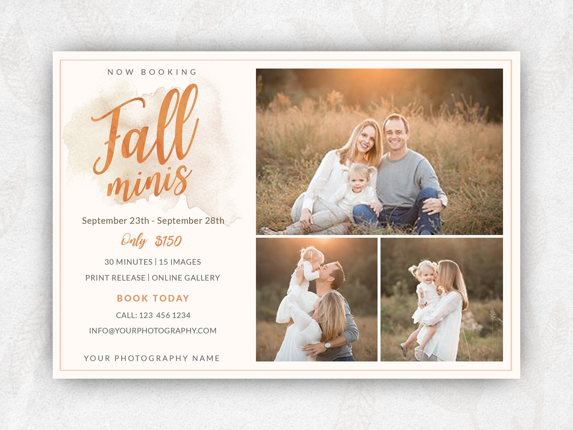 Fall Mini Sessions Template, Fall Photography Template, Autumn Mini Session Template, Autumn Photography Template, Fall Photoshop template