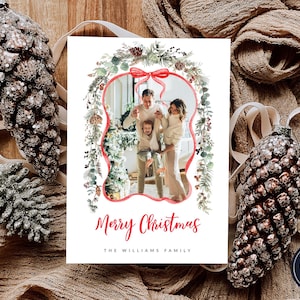 Weihnachtsfotokartenvorlage, Weihnachtsbogen-Fotokartenvorlage, Foto-Weihnachtskartenvorlage, Bogen-Foto-Weihnachtskarte, Foto-Weihnachtskarten