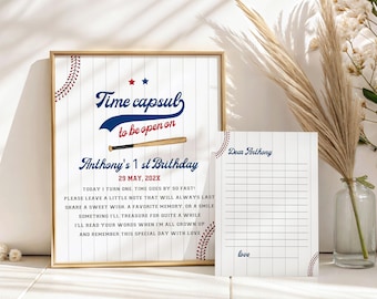 Rookie of the Year First Birthday Time Capsule Sign, 1st Birthday Time Capsule, Baseball Birthday Milestone Keepsake, Rookie Canva Template