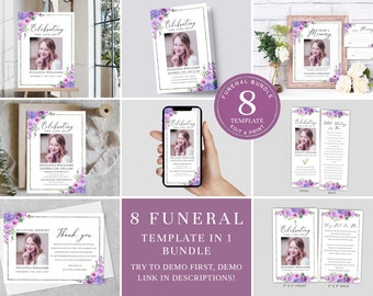 Editable Funeral Bundle, Funeral Program Bundle, Celebration of Life Package, In Loving Memory Suite, Memorial Package, Funeral Set FDP00700