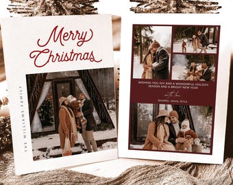 Boho Christmas Card Template, Holiday Photo Card, Minimalist Christmas Photo Card, Arch Christmas Family Photo Card, Editable Christmas Card
