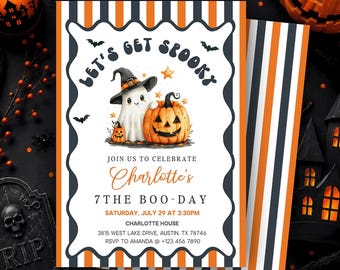 Spooky Birthday Invitation Template, Girl Halloween Birthday Party Invitation, Halloween Birthday Invite, Ghost Spooktacular Party Invite