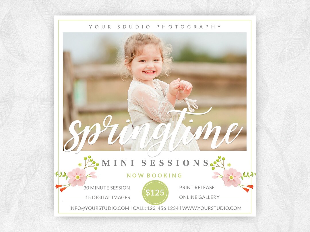 Spring Mini Session Template, Spring Minis PSD Template, Photography ...