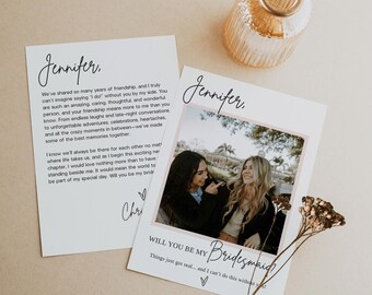Bridesmaid Proposal Card Template, Photo Proposal Card, Will You Be My Bridesmaid Card, Bridesmaid Card Template, Bridesmaid Proposal Cards