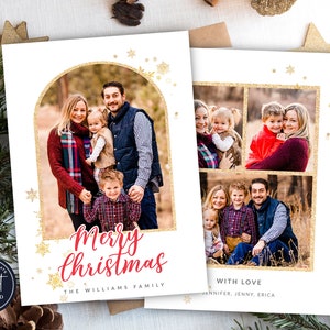 Weihnachtskartenvorlage, Bogen Weihnachtskartenvorlage, Weihnachtsfotokartenvorlage, Frohe Weihnachten Karte, Frohe Weihnachten Foto Karte