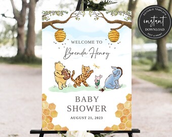 Pink Baby Shower Welcome Sign, Pink Baby Shower Editable Welcome Sign, Pink & Gold Baby Shower Sign, Gender Neutral Welcome Sign