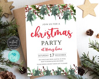 Christmas Party Invitation, Christmas Party Invite, Holiday Party Invitation, Christmas Invite, Holiday Party Invite, Christmas Invitation