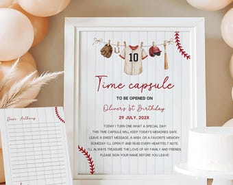Rookie of the Year First Birthday Time Capsule Sign, 1st Birthday Time Capsule, Baseball Birthday Milestone Keepsake, Rookie Canva Template
