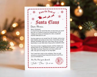 Letter From Santa Template, Christmas Personalized Santa Claus, North Pole Mail for Kids, Editable Warning Letter from Santa Template