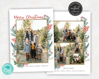 Christmas Card Template, Merry Christmas Photo Card Template, Holiday Photo Cards, Photo Christmas Card, Christmas Photo Card, Xmas Card