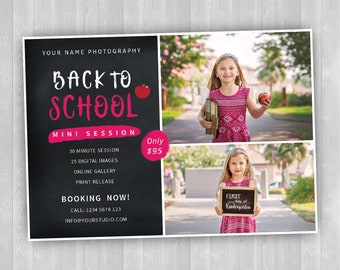 Back to School Mini Session Template, Back to School Template for Photographers, Mini Session Flyer Template, Kids Photography Template, PSD