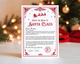 Santa Letter Template, Personalized Letter from Santa Claus, North Pole Mail for Kids, Holiday Magic Gift for Kids, Father Christmas Letter