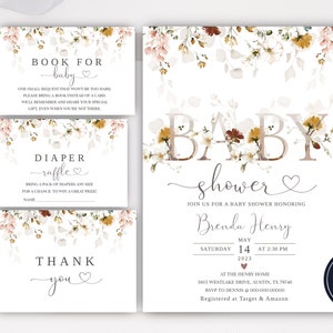 BLUSH Pink Baby Shower Invitation Template, Gender Neutral Baby Shower Invitation, Garden Flower Baby Shower Invite, Editable Baby Shower