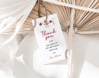 Editable Baseball Favor Tags, Baseball Gift Tags, Baseball Thank you Tags, Baseball Printable Boy Favor Tags, Editable Canva Template