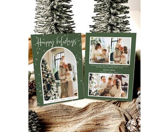 Boho Christmas Card Template, Photo Christmas Card, Arch Christmas Card, Editable Holiday Card, Minimalist Christmas Card, Boho Holiday Card