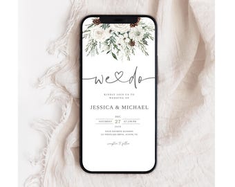 Digital Christmas Wedding Invitation, Christmas Wedding Evite, Winter Wedding Evite, Electronic Christmas Wedding, Digital Wedding Invites