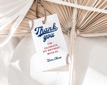 Editable Baseball Favor Tags, Baseball Gift Tags, Baseball Thank you Tags, Baseball Printable Boy Favor Tags, Editable Canva Template