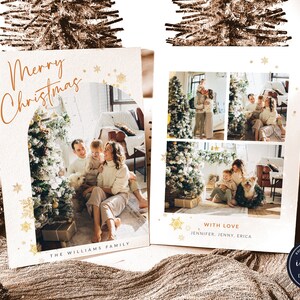 Kerstkaartsjabloon, boog kerstkaartsjabloon, Merry Christmas-fotokaartsjabloon, kerstfotokaart, boho-kerstkaarten