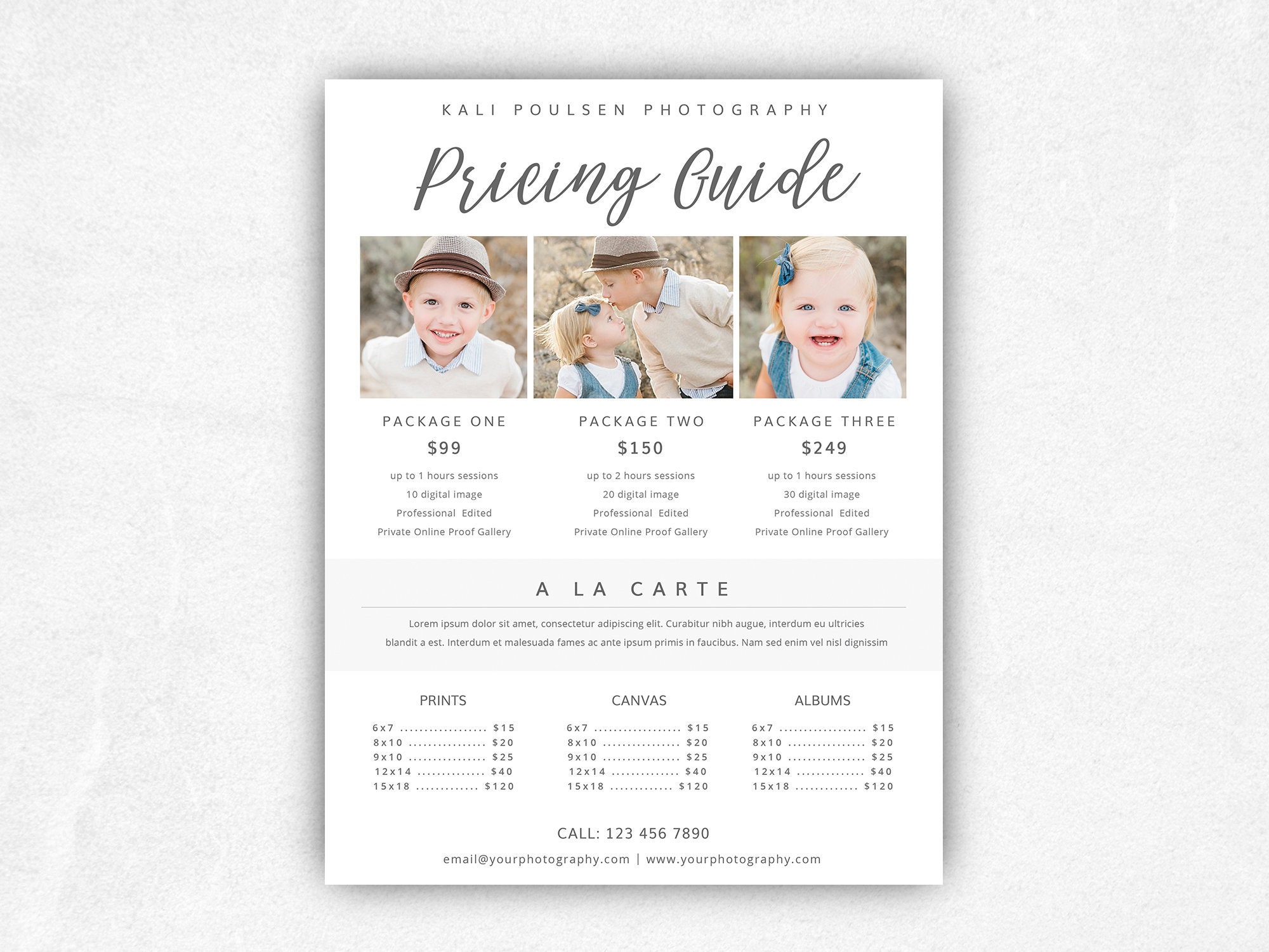 Paper Party Supplies Templates Paper Photography Pricing List 