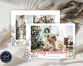 Christmas Card Template, Printable Holiday Card Template, Christmas Photo Card, Merry Christmas Photo Card, Minimalist Photo Holiday Card