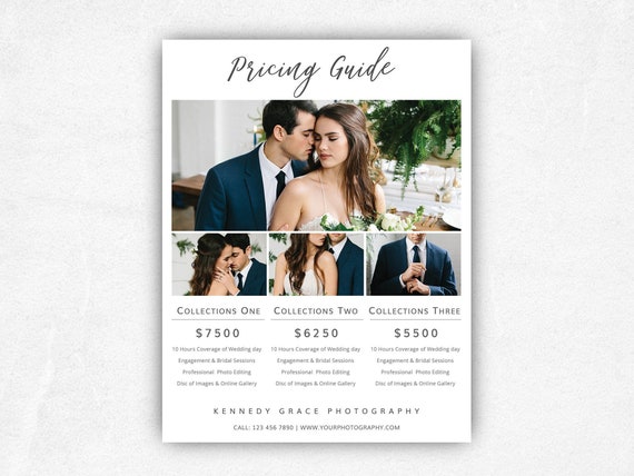 Wedding Photography Price List Template, Photography Pricing Guide  Template, Photographers Price List Template, Photography Price Sheet, PSD