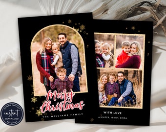 Christmas Card Template, Arch Christmas Photo Card Template, Christmas Photo Card, Editable Simple Holiday Card, Family Christmas Card
