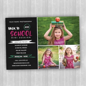 Back to School Mini Session Template, Back to School Template for Photographers, Back to School Flyer Template, Photography Marketing Board