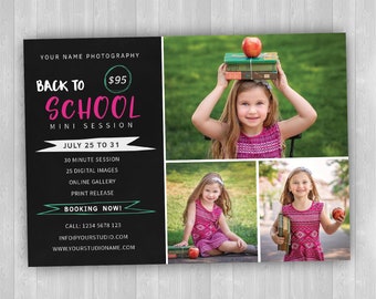 Back to School Mini Session Template, Back to School Template for Photographers, Back to School Flyer Template, Photography Marketing Board
