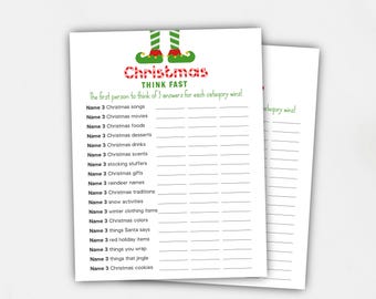 Christmas Think Fast Game, Family Christmas Games, Fun Christmas Game for Adults Kids, Office Christmas Party Game, Holiday Office Game