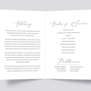 Minimalist Funeral Program Template, Simple Memorial Service, Canva Celebration of Life Invitation, Editable In Loving Memory image 2