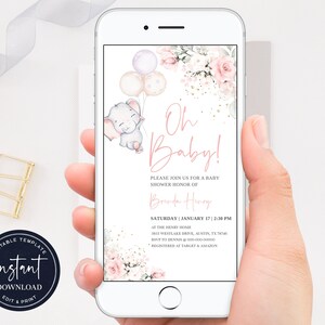 Electronic Baby Shower Invitation, Pink Electronic Baby Shower Invite, Gender Neutral Baby Shower Evite, Pink Baby Shower Evite, Baby Shower