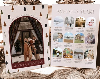 What a Year Christmas Card Template, Year in Review Christmas Card, Boho Year in Review Christmas Card, What a Year Photo Collage, Christmas