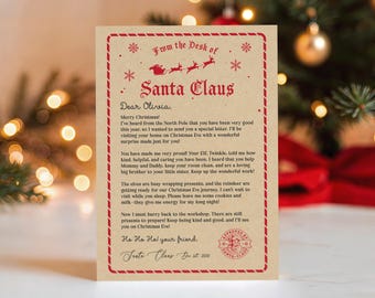 Letter from Santa Template, Personalized Vintage Letter from Santa Claus, Father Christmas Letter, North Pole Mail for Kids, Santa Letters