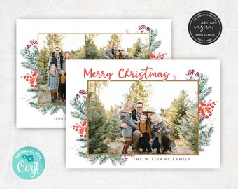 Merry Christmas Photo Card Template, Christmas Card Template, Holiday Card Template, Holiday Photo Cards, Christmas Photo Card Template