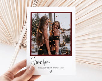 Bridesmaid Proposal Card Template, Photo Proposal Card, Will You Be My Bridesmaid Card, Bridesmaid Card Template, Bridesmaid Proposal Cards